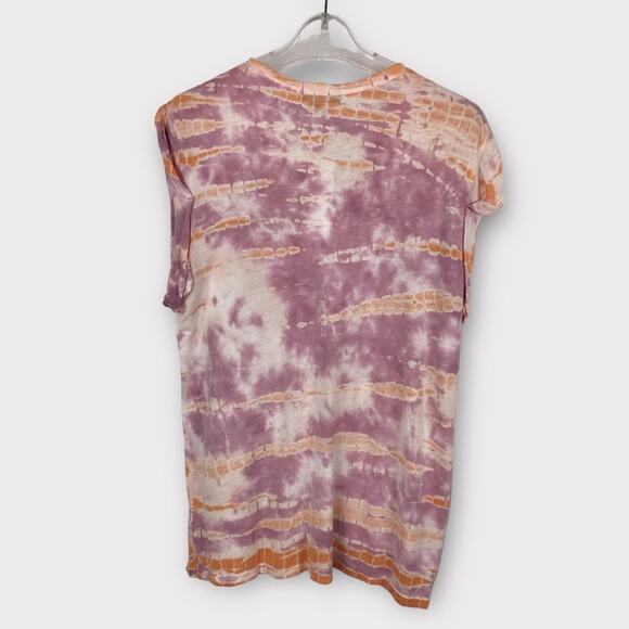 Young Fab & Broke NWT Tee Short Sleeves Tie Dye Purple Peach & White - Picture 4 of 8